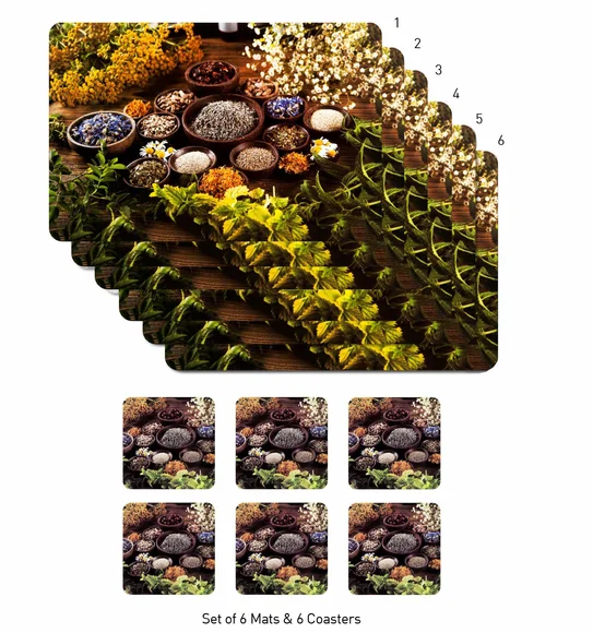 Bloom Printed Table Mat D.Green