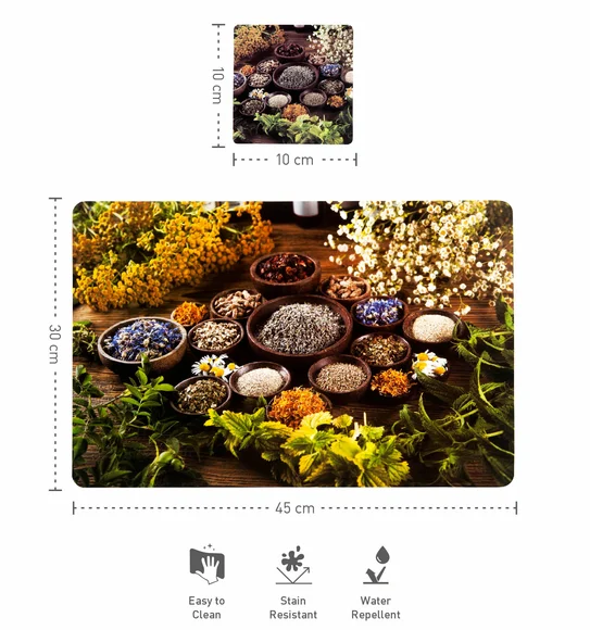 Bloom Printed Table Mat D.Green