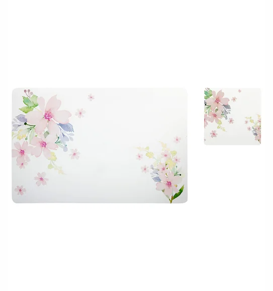Bloom Printed Table Mat White and Pink