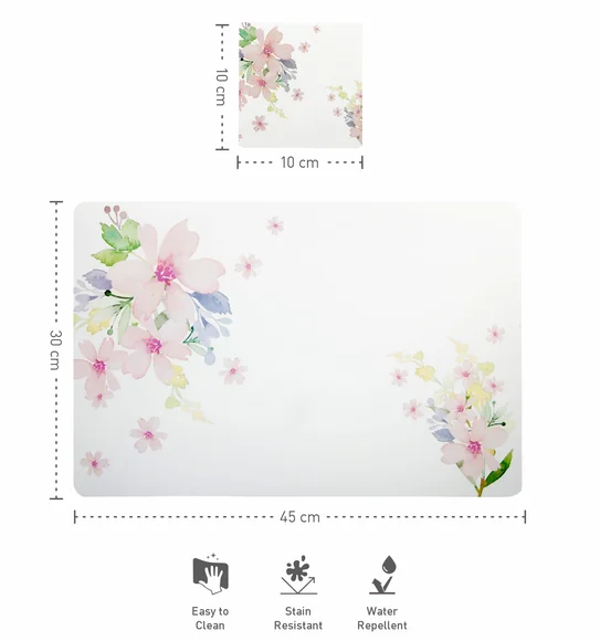 Bloom Printed Table Mat White and Pink