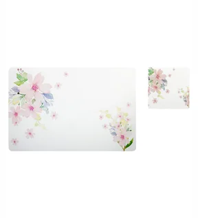 Bloom Printed Table Mat White and Pink