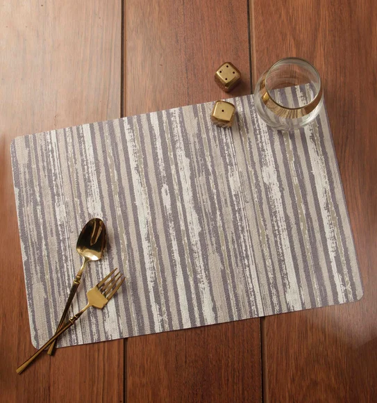 Jack Striped Table Mat Grey and Cream