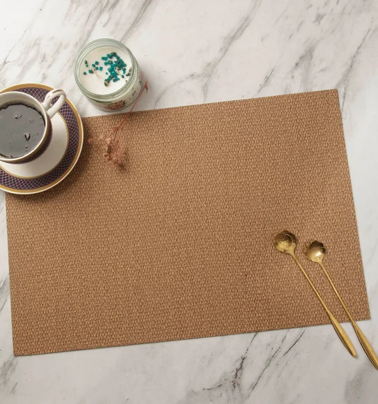 Canvas Solid Table Mat Brown