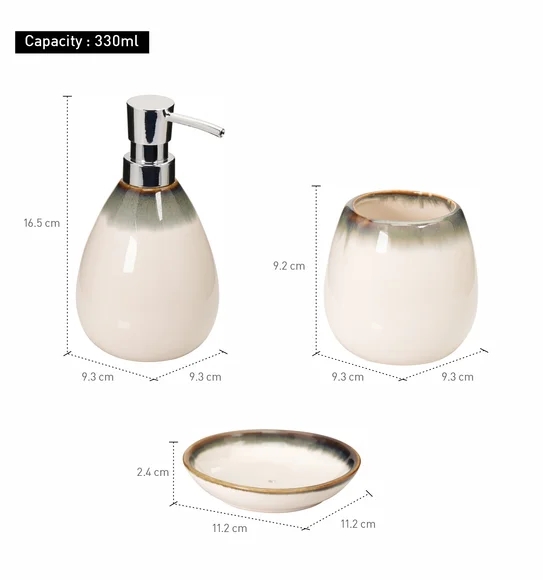 Earth 3Pcs Bathroom Set Ceramic Bath Set Cream