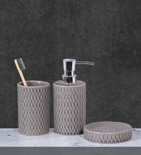 Earth 3Pcs Bathroom Set Ceramic Bath Set Grey