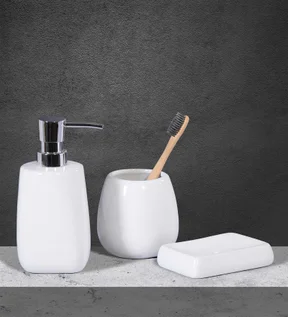 Earth 3Pcs Bathroom Set Ceramic Bath Set White