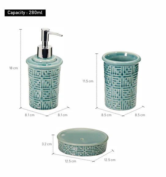 Earth 3Pcs Bathroom Set Ceramic Bath Set Aqua