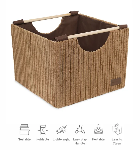Sophia Small Foldable Laundry Basket Storage Basket Camel