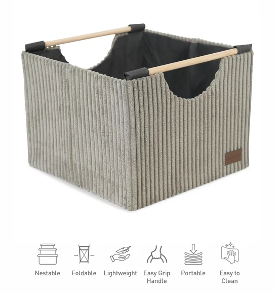 Sophia Set of 2 Foldable Laundry Basket Storage Basket Taupe