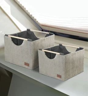 Sophia Set of 2 Foldable Laundry Basket Storage Basket Taupe