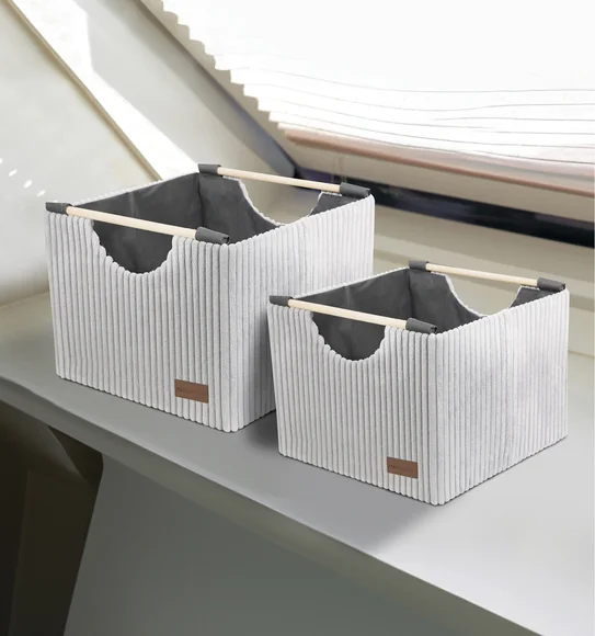 Sophia Set of 2 Foldable Laundry Basket Storage Basket Stone
