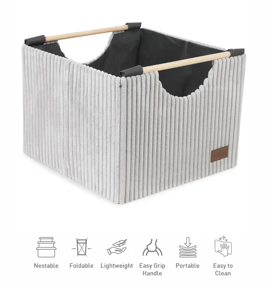 Sophia Small Foldable Laundry Basket Storage Basket Stone