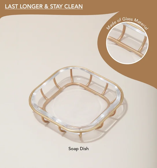 Prism 3 Pcs Bathroom Set Glass Bath Set Gold