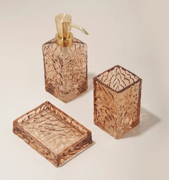 Prism 3 Pcs Bathroom Set Glass Bath Set Copper