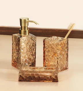 Prism 3 Pcs Bathroom Set Glass Bath Set Copper
