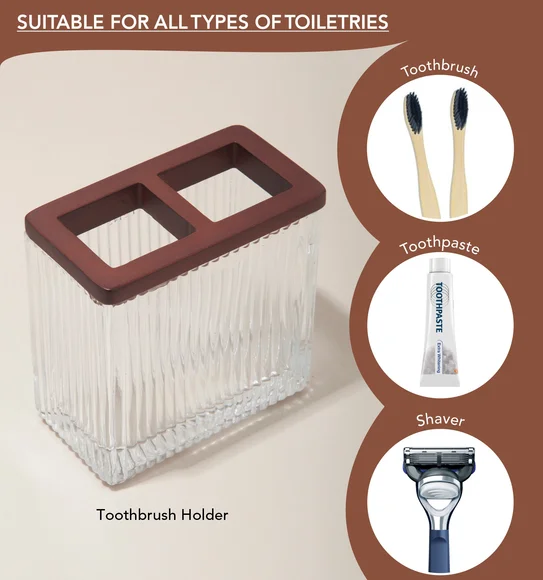 Prism 3 Pcs Bathroom Set Glass Bath Set Brown