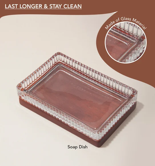Prism 3 Pcs Bathroom Set Glass Bath Set Brown