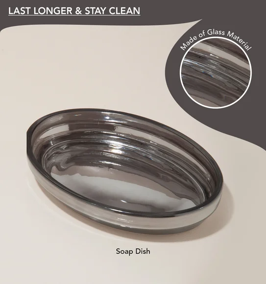 Prism 3 Pcs Bathroom Set Glass Bath Set Silver