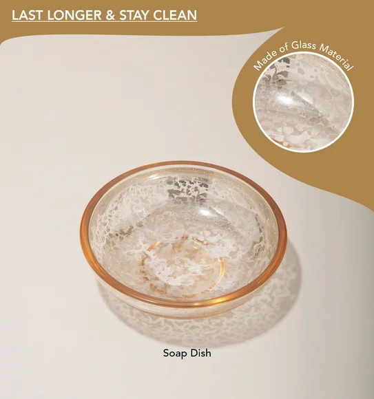 Prism 3 Pcs Bathroom Set Glass Bath Set Golden