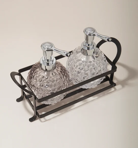 Prism 3 Pcs Bathroom Set Glass Bath Set Transparent