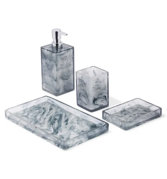 ARSH 4PCS BATHROOM SET Polyresin Bath Set Blue