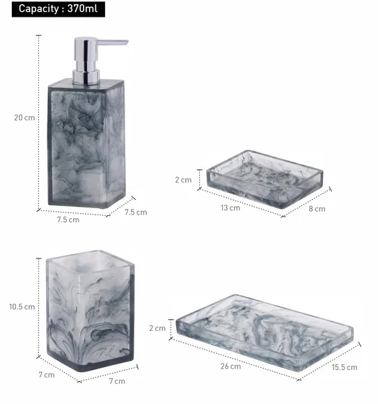 ARSH 4PCS BATHROOM SET Polyresin Bath Set Blue
