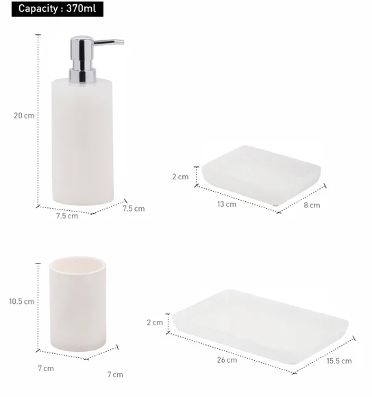 ARSH 4PCS BATHROOM SET Polyresin Bath Set Ivory