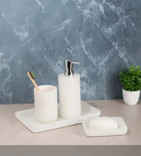ARSH 4PCS BATHROOM SET Polyresin Bath Set Ivory