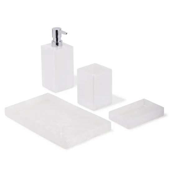ARSH 4PCS BATHROOM SET Polyresin Bath Set White