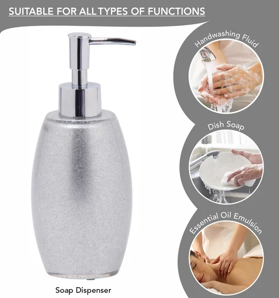 ARSH 4PCS BATHROOM SET Polyresin Bath Set Silver