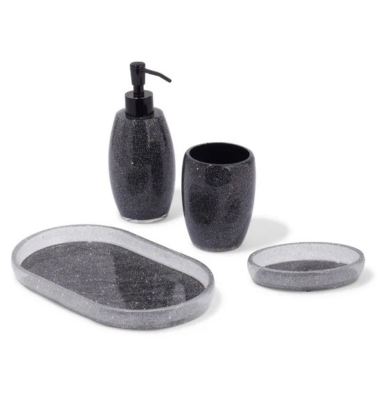 ARSH 4PCS BATHROOM SET Polyresin Bath Set Charcoal
