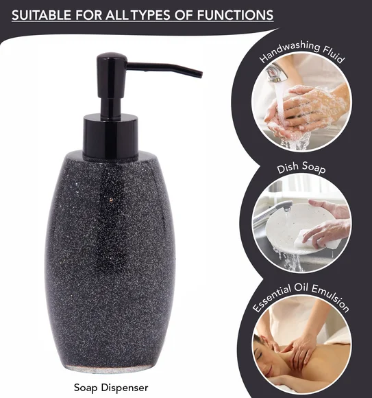 ARSH 4PCS BATHROOM SET Polyresin Bath Set Charcoal