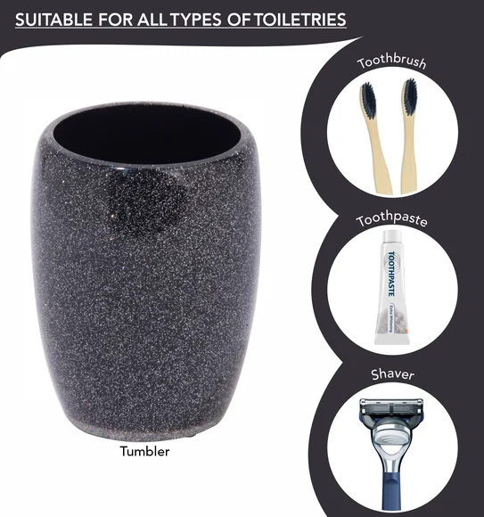 ARSH 4PCS BATHROOM SET Polyresin Bath Set Charcoal
