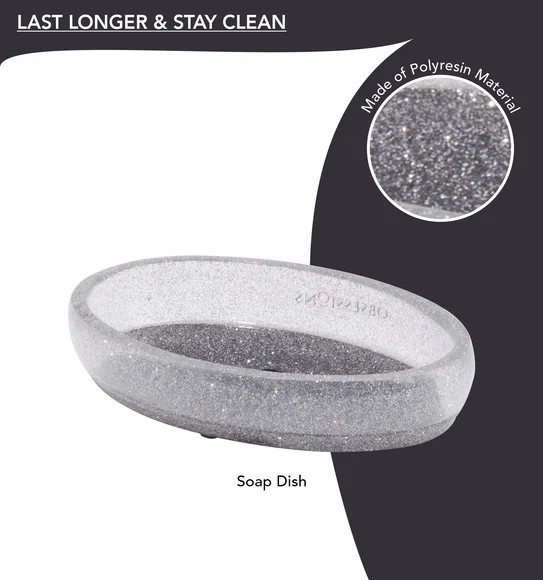ARSH 4PCS BATHROOM SET Polyresin Bath Set Charcoal