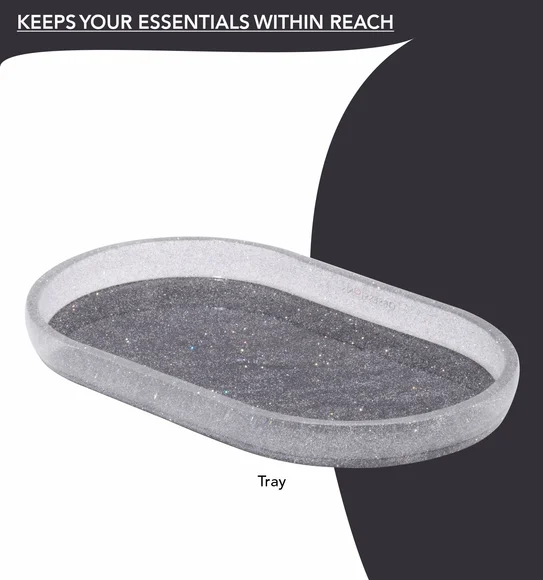 ARSH 4PCS BATHROOM SET Polyresin Bath Set Charcoal