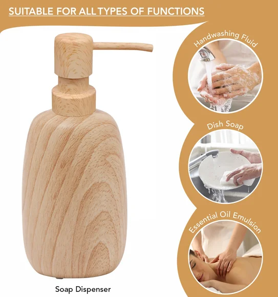 AZURE 4PCS BATHROOM SET Polyresin Bath Set Wood