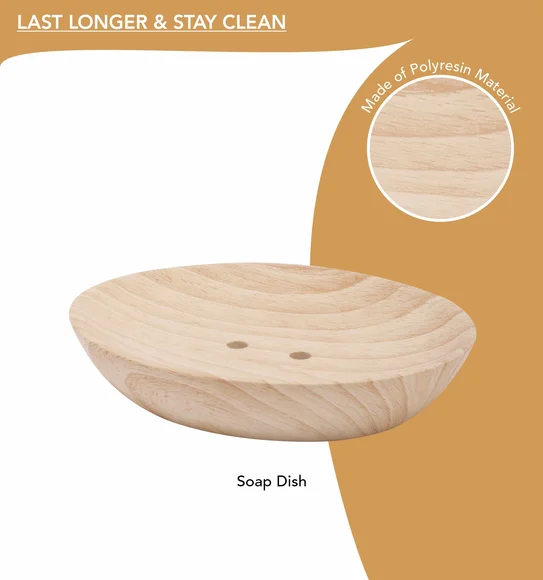 AZURE 4PCS BATHROOM SET Polyresin Bath Set Wood