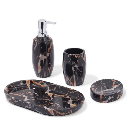 AZURE 4PCS BATHROOM SET Polyresin Bath Set Chocolate