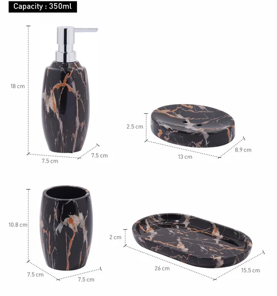 AZURE 4PCS BATHROOM SET Polyresin Bath Set Chocolate