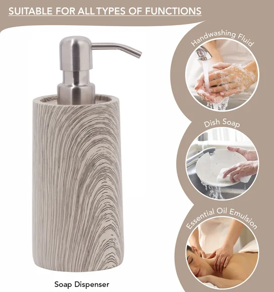 AZURE 4PCS BATHROOM SET Polyresin Bath Set Grey Beige
