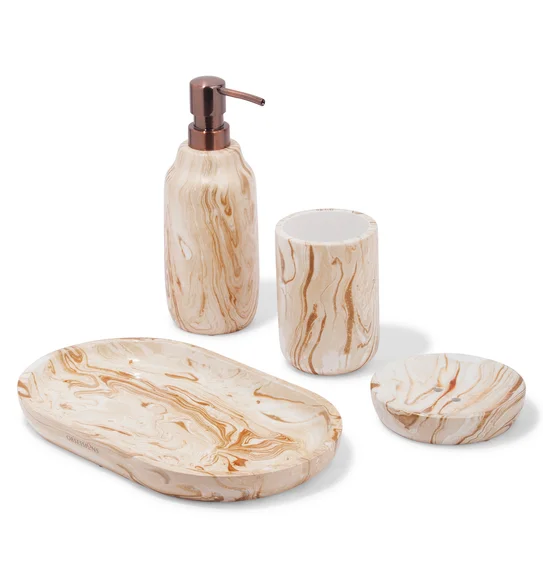AZURE 4PCS BATHROOM SET Polyresin Bath Set Gold