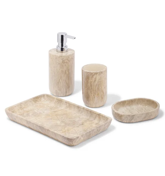 AZURE 4PCS BATHROOM SET Polyresin Bath Set Brown