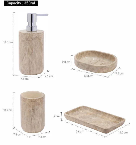 AZURE 4PCS BATHROOM SET Polyresin Bath Set Brown