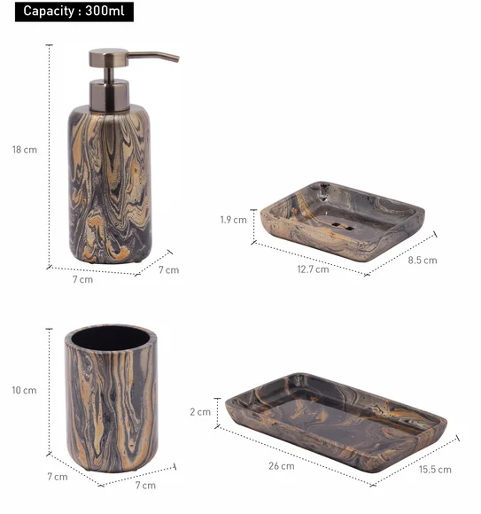 AZURE 4PCS BATHROOM SET Polyresin Bath Set Multi