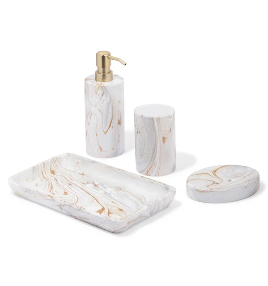 AZURE 4PCS BATHROOM SET Polyresin Bath Set L.Brown