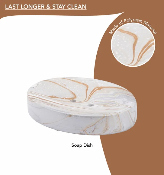 AZURE 4PCS BATHROOM SET Polyresin Bath Set L.Brown
