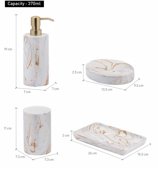 AZURE 4PCS BATHROOM SET Polyresin Bath Set L.Brown