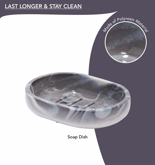 AZURE 4PCS BATHROOM SET Polyresin Bath Set Silver