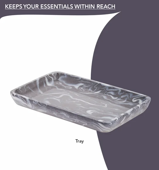 AZURE 4PCS BATHROOM SET Polyresin Bath Set Silver