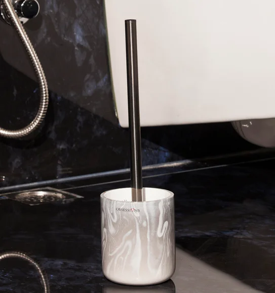 Azure Toilet Brush Polyresin Toiletbrush Holder Silver